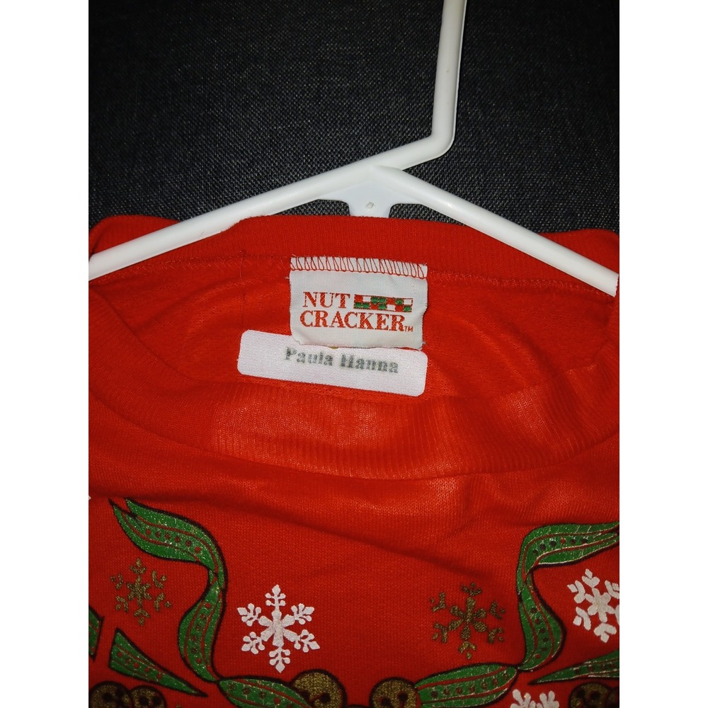 Vintage Nut Cracker Christmas Sweatshirt Medium Bells Lace Snowflakes Ugly Xmas - Picture 3 of 6